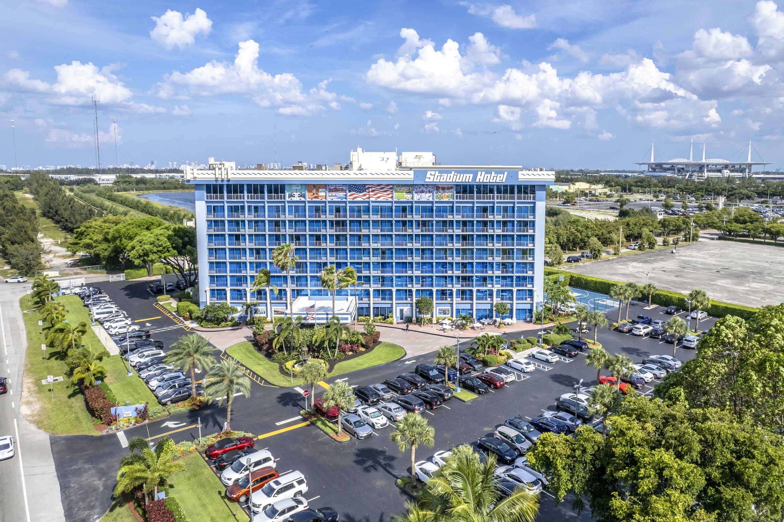 Aerial view toward Hard Rock Stadium