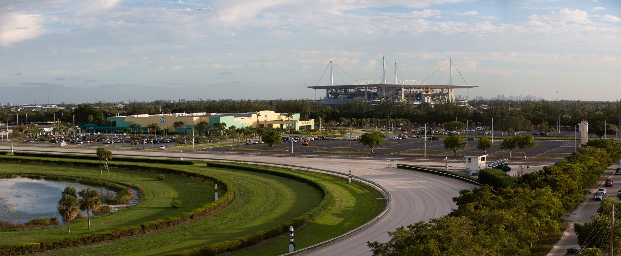 Calder Casino grounds with Hard Rock Stadium beyond